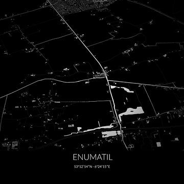 Zwart-witte landkaart van Enumatil, Groningen. van Rezona
