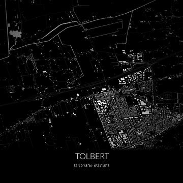 Zwart-witte landkaart van Tolbert, Groningen. van Rezona