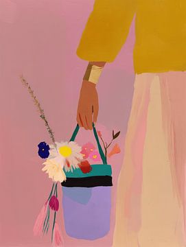 Ein Eimer voller bunter Blumen von Carla Van Iersel