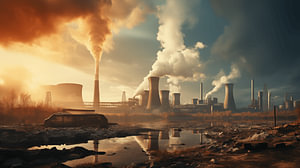 Rauch aus Fabrik, Klimawandel, Umweltzerstörung, Symbol