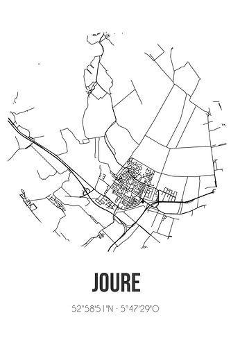 Joure (Fryslan) | Karte | Schwarz und weiß