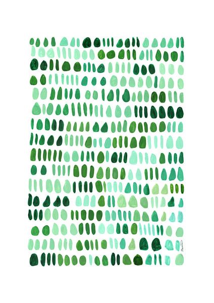 Groen abstract schilderij - aquarel par Hanneke van Buuren
