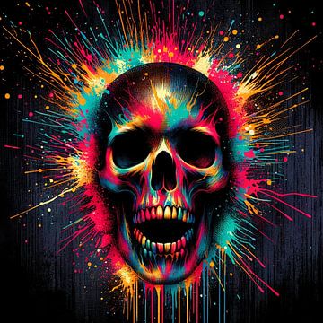 Glowing skull: an explosion of colour in the dark by artefacti