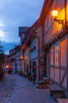 Oude stad, Quedlinburg; Harz gebergte van Torsten Krüger