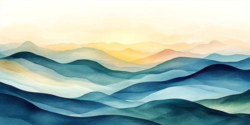 Abstract Mountain Landscape in Blue