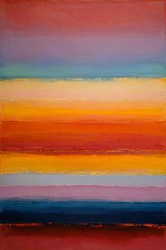 Abstracte horizon in warme zonsondergangstinten van De Muurdecoratie