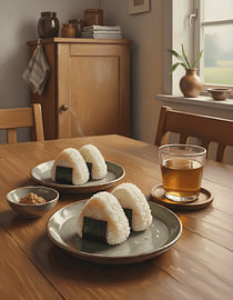 Du riz onigiri sous le soleil tranquille de l'Est sur Regan Frederick