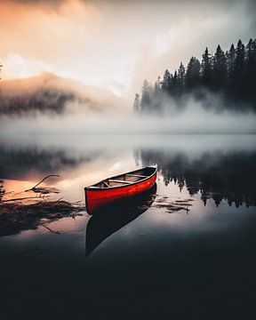 Bateau solitaire sur le lac sur fernlichtsicht