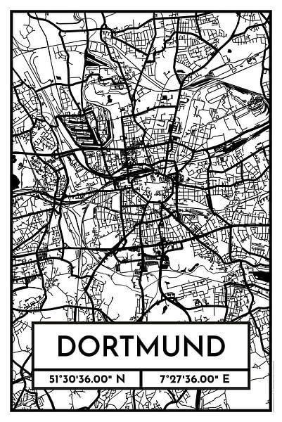 Dortmund - Stadsplattegrondontwerp Stadsplattegrond (Retro) van ViaMapia