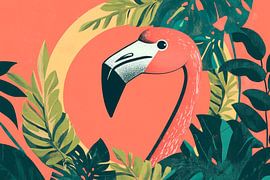Flamingo im tropischen Dschungelrahmen von Poster Art Shop