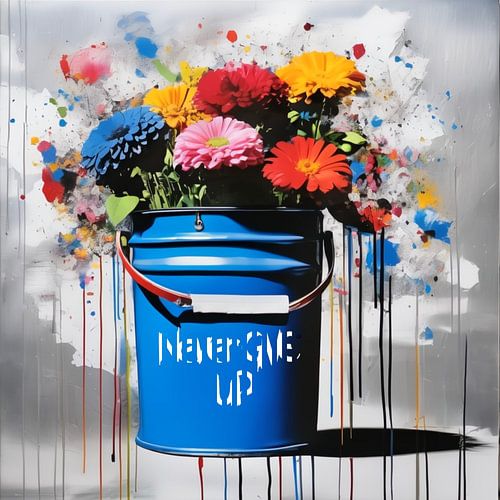 Street Art - We need Flower - Never give up