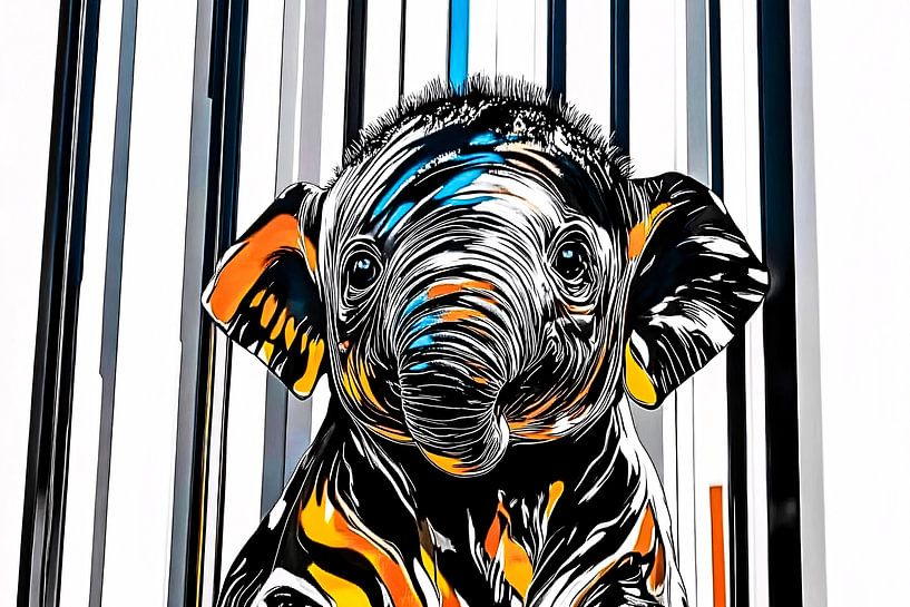 Art abstrait coloré de l'éléphant par Art & Soul Creations