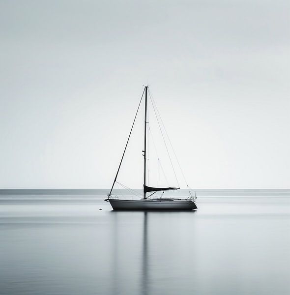 Calm lake, lonely boat by fernlichtsicht