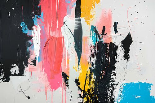 Modern abstract schilderij met dynamische kleuren