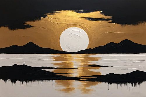 Coucher de soleil avec noir et or