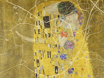 Karte von Amersfoort dem Kuss von Gustav Klimt von Map Art Studio