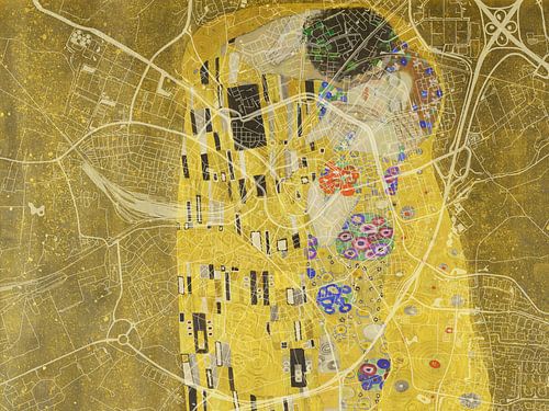 Kaart van Amersfoort met de Kus van Gustav Klimt