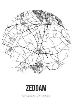 Zeddam (Gelderland) | Karte | Schwarz und Weiß von Rezona
