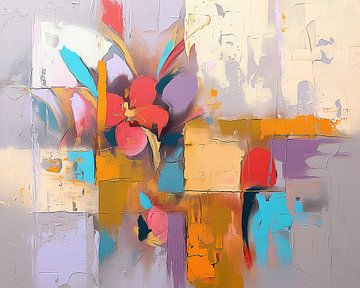 Bloemen abstract art van Abstract Schilderij
