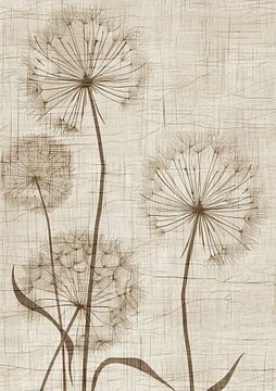 Sepia Bloemenschilderij van Modern Collection