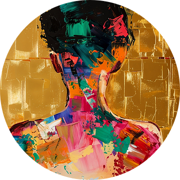 Vrouw Abstract Goud | Chroma Persona van Kunst Kriebels