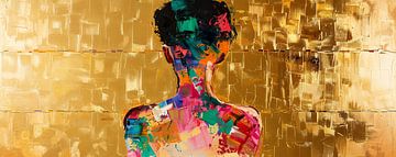 Vrouw Abstract Goud | Chroma Persona van Kunst Kriebels
