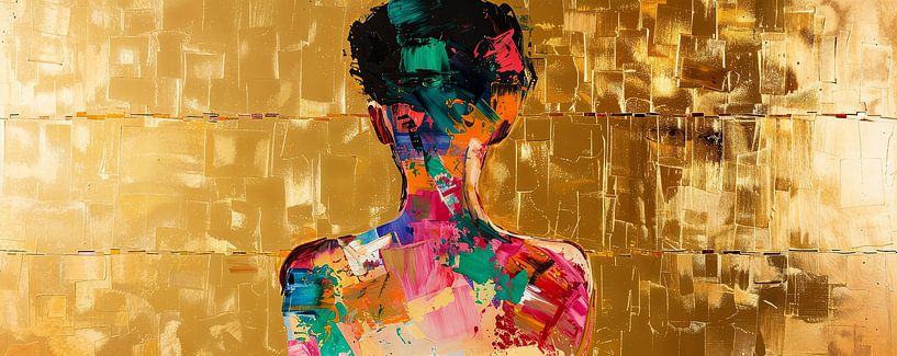 Vrouw Abstract Goud | Chroma Persona van Kunst Kriebels