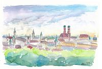 Sanfte Skyline von München Bayern in der Abenddämmerung