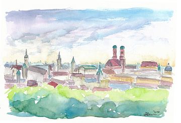 Sanfte Skyline von München Bayern in der Abenddämmerung von Markus Bleichner