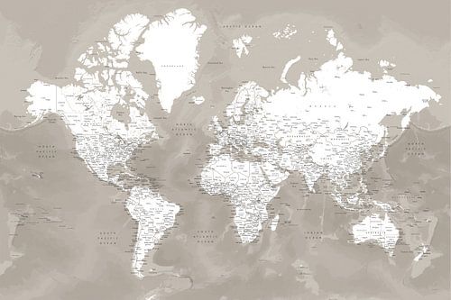 Carte du monde détaillée avec les villes, Orien sur Rosana Laiz Blursbyai