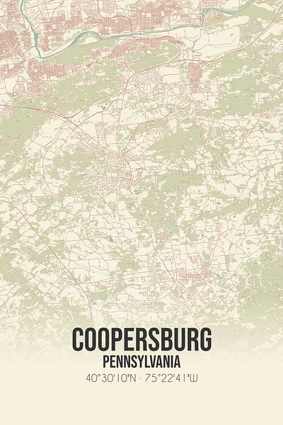 Carte ancienne de Coopersburg (Pennsylvanie), USA. par Affiches de lieux