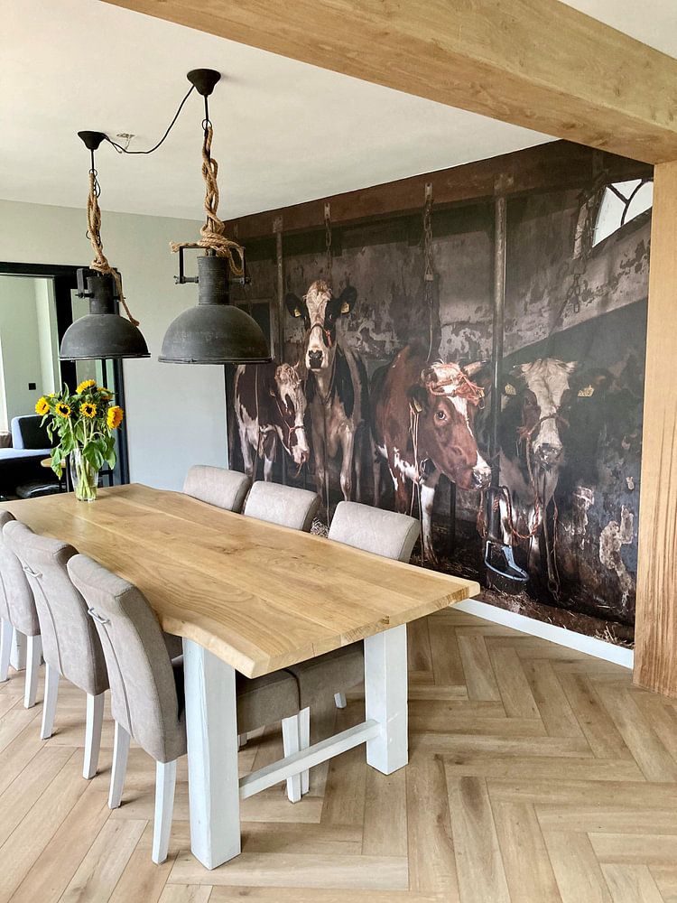 Koeien in oude koeienstal  van Inge Jansen 