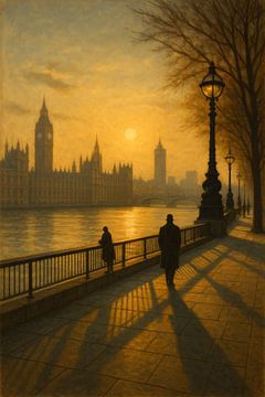 Sérénité de la rive sud - Lumière dorée sur la Tamise sur Travel Shop