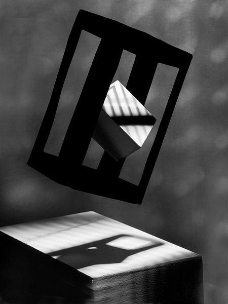 hanging cube in cube by Gerhard de Wit