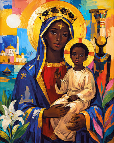 Black Madonna with Jesus painting.