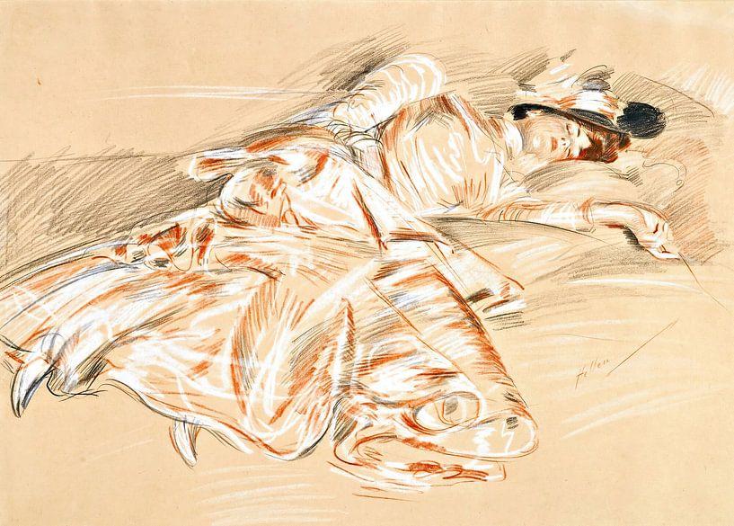Paul César Helleu - Junge Frau auf der Couch von Peter Balan