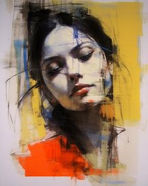 Modern abstract portrait in primary colours by Studio Allee