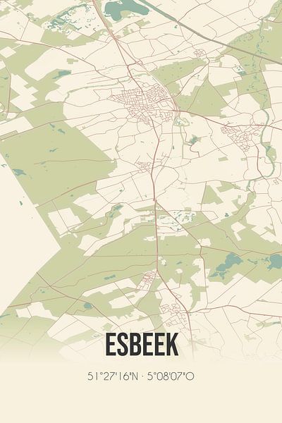 Alte Karte von Esbeek (Nordbrabant) von Ortsdrucke