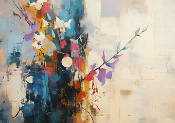 Bloem schilderij van Abstract Schilderij