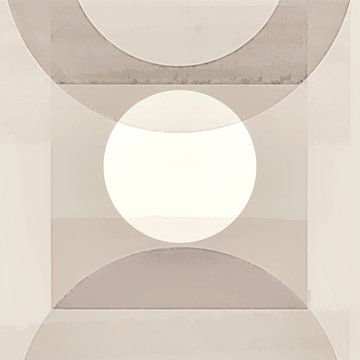 Abstracte Pastel Vormen Monochroom Beige Grijs van FRESH Fine Art