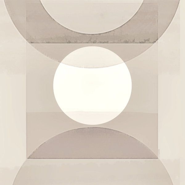 Abstract pastel shapes monochrome beige gray by FRESH Fine Art