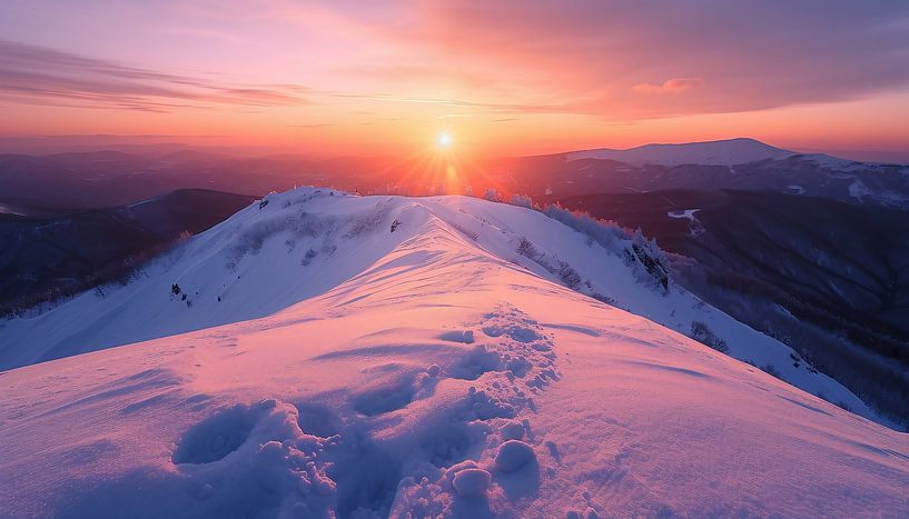 Geniet van een winterse zonsopgang van fernlichtsicht
