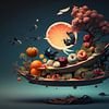 Still life asian style with food by Digitale Schilderijen