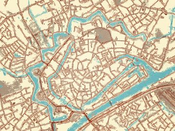 Kaart van Middelburg Centrum in de stijl Blauw & Crème van Map Art Studio