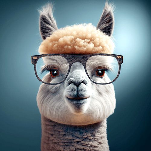 Alpaca Andes fur wool animal portrait glasses calming