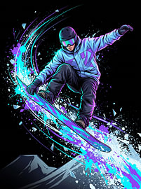 Extreme snowboarder-sprong – Winteractiesporten – Dynamische grafische illustratie van The Deeper Way