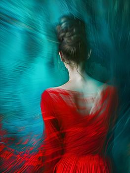 Dein schöner Rücken | Bewegungsunschärfe in Dunkelrot und Azurblau