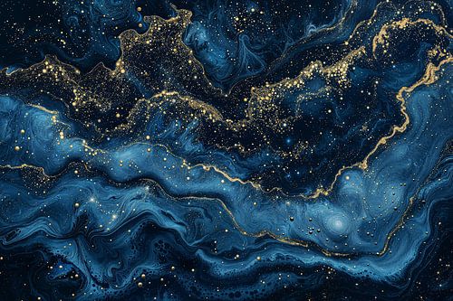Blauw Gouden Marmer Patroon