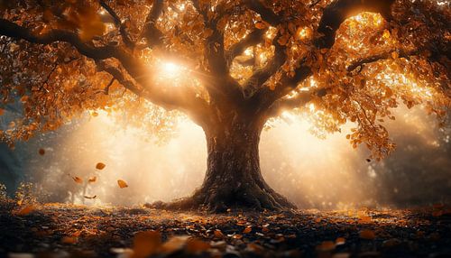 Levensboom in herfst panorama