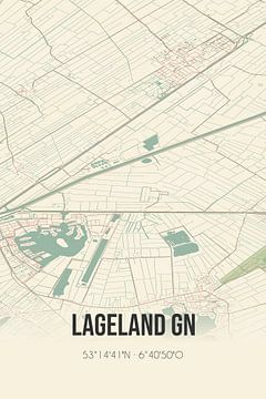 Vintage landkaart van Lageland GN (Groningen) van MijnStadsPoster